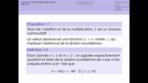 B. Calmès - L2 Math - Arithmétique - Cours 5