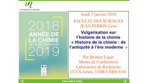Année de la Chimie 2018/2019: Histoire de la Chimie - De l'antiquité à l'ère moderne