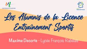 Les Alumnis du Master Entraînement Sportif : Maxime - Lycée Pro François Rabelais