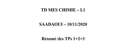 TD MES Chimie - saadaoui - 10/11/2020 10h30-12h30