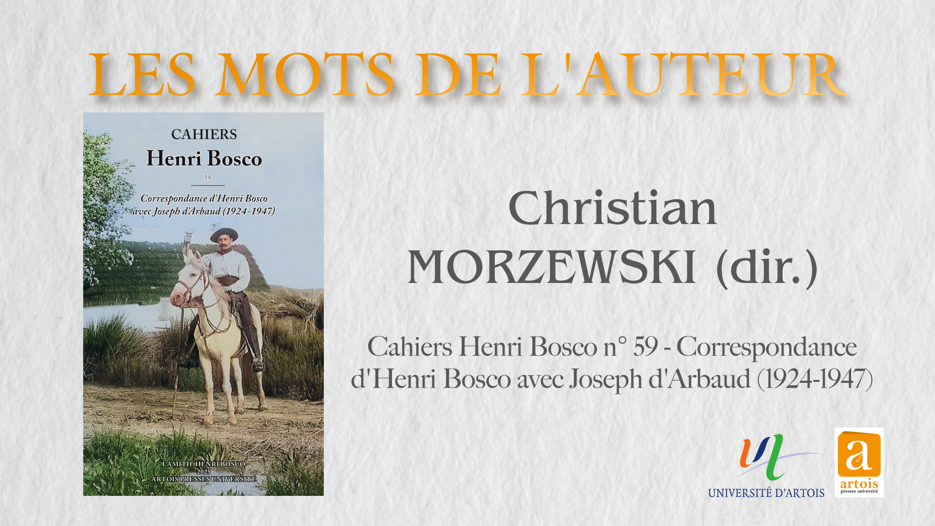 Les mots de l'auteur